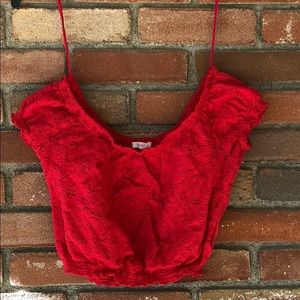 Red floral crop top